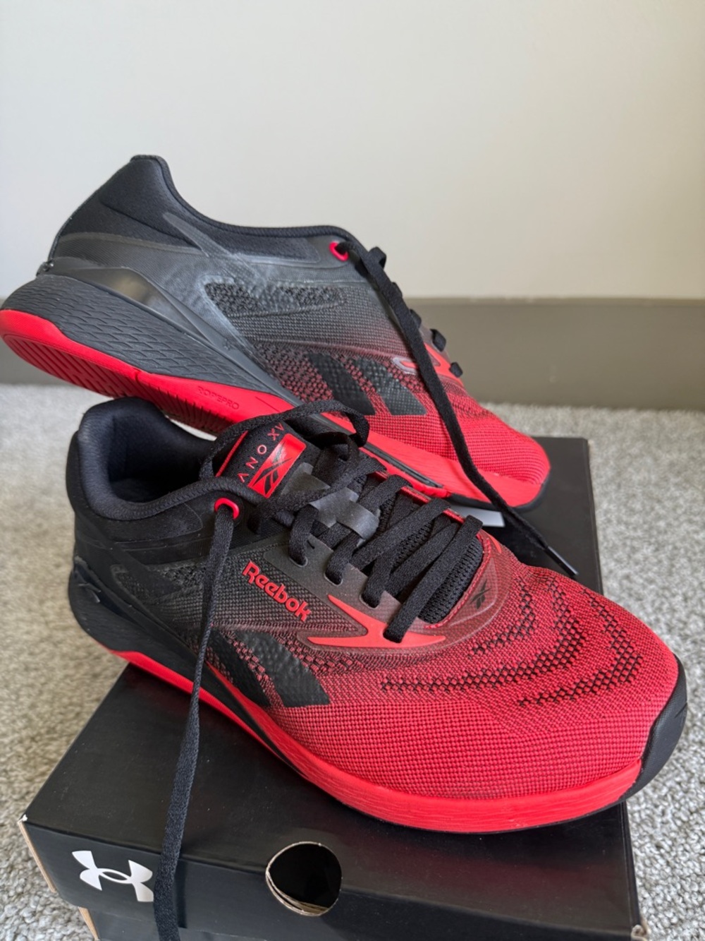 Reebok crossfit nano xv hyrox athletic sneakers black and red